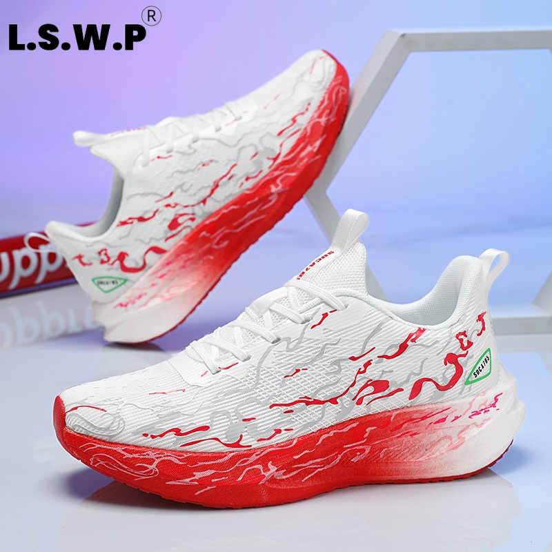 Knit Fabric Lace Up Sneakers - 여성용 스니커즈로, 쿠션이 좋고 내구성이 뛰어나며,
