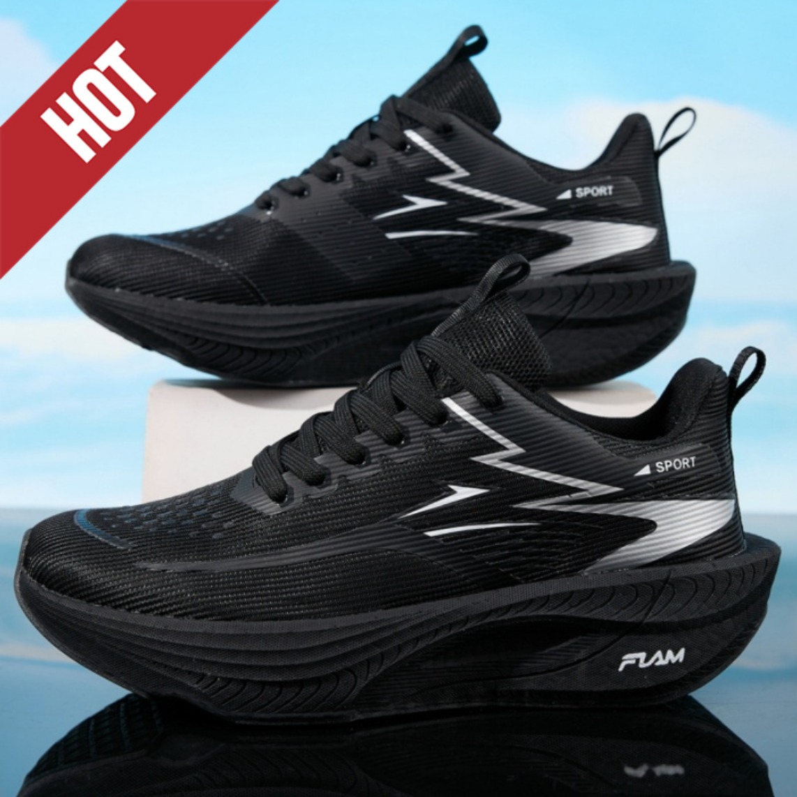 Breathable Mesh Athletic Shoes - 남녀 공용 카본 플레이트 마라톤 러닝화