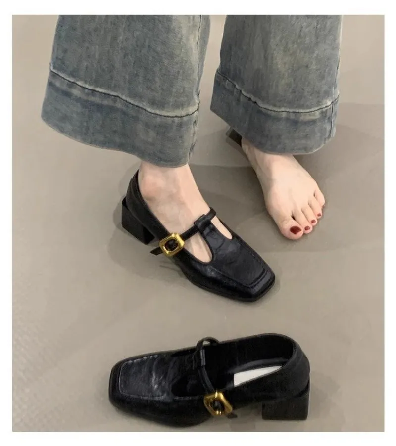 여성용 사각 앞코, T자 스트랩, 메리 제인 스타일,  - Women'S Shoes 리뷰 및 가격