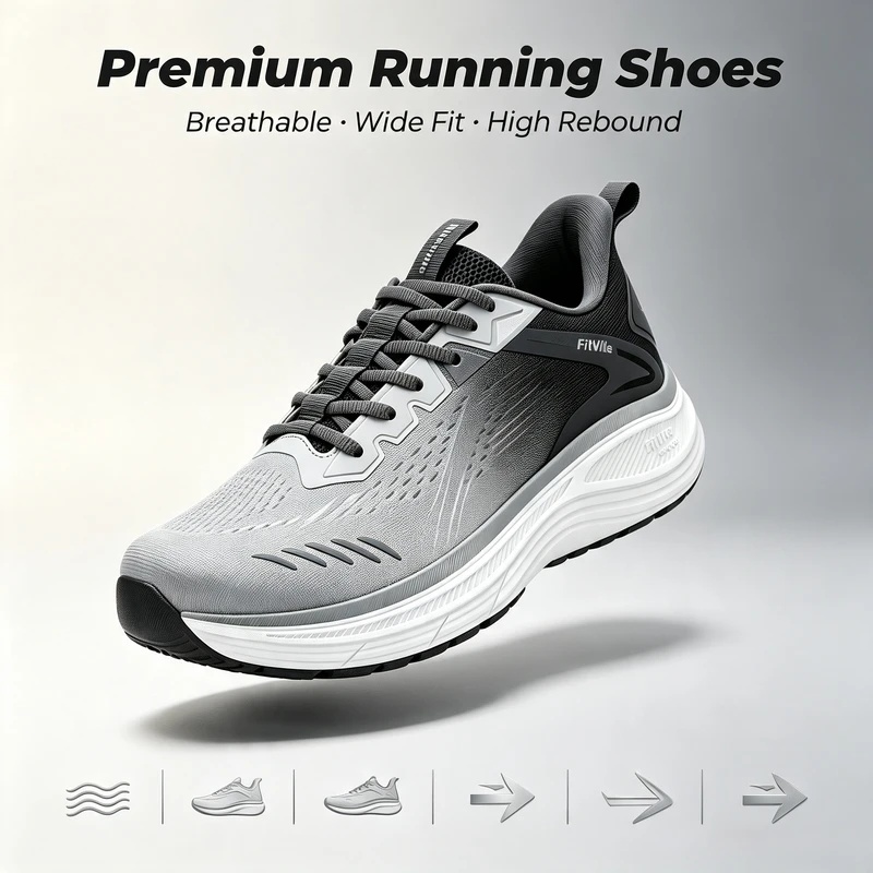 핏빌 남성용 스포츠 스니커즈, 넓은 발볼 디자인, 남성 - Wide Toe Box Running Sneakers 리뷰 및 가격