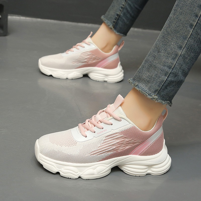 세련된 그라데이션 색상 디자인의 여성용 스니커즈, 통기 - Knit Fabric Lace Up Sneakers 리뷰 및 가격