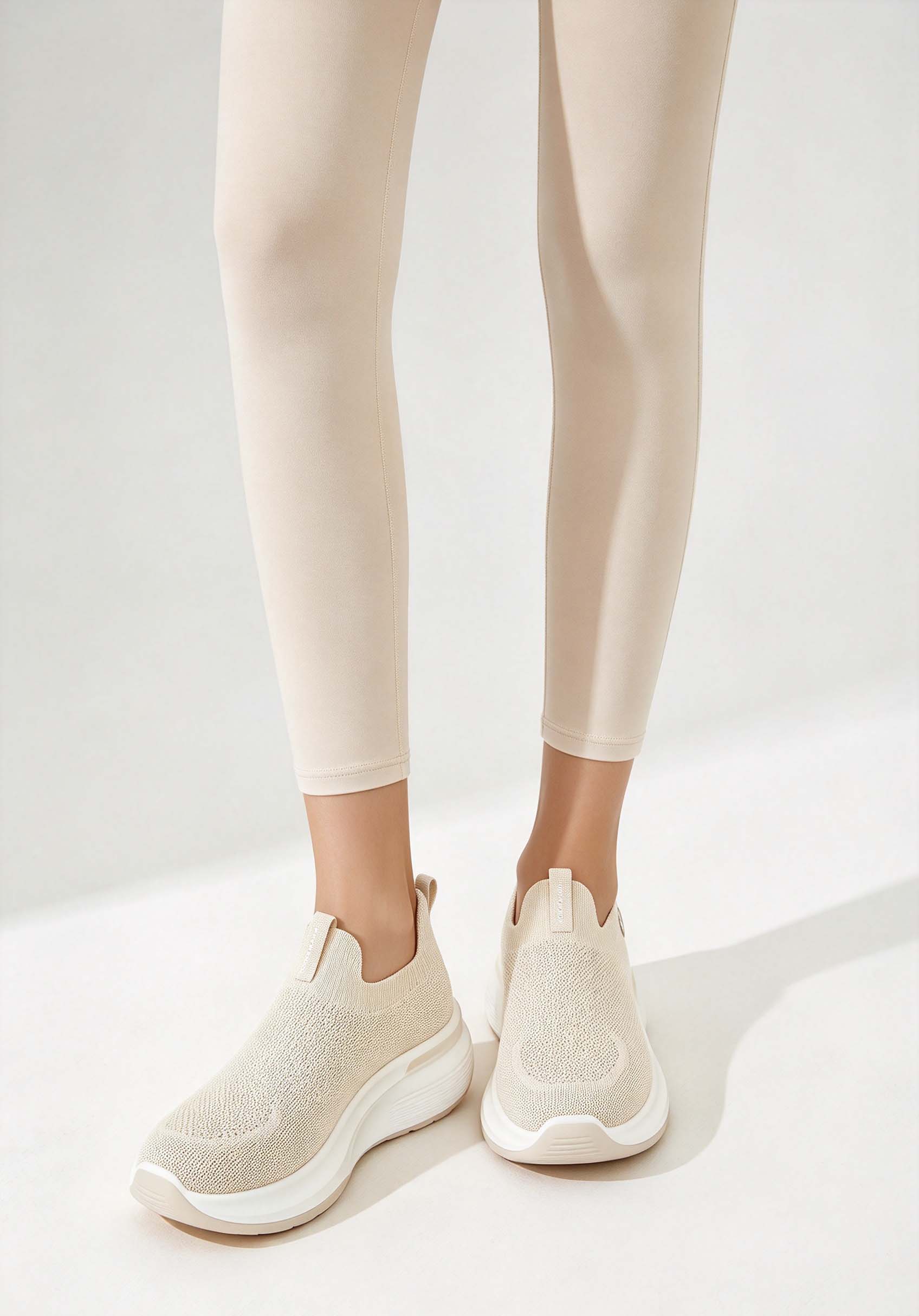 여성용 니트 소재 플랫폼 워킹화, 통기성이 좋은 니트  - Knit Fabric Lace Up Sneakers 리뷰 및 가격
