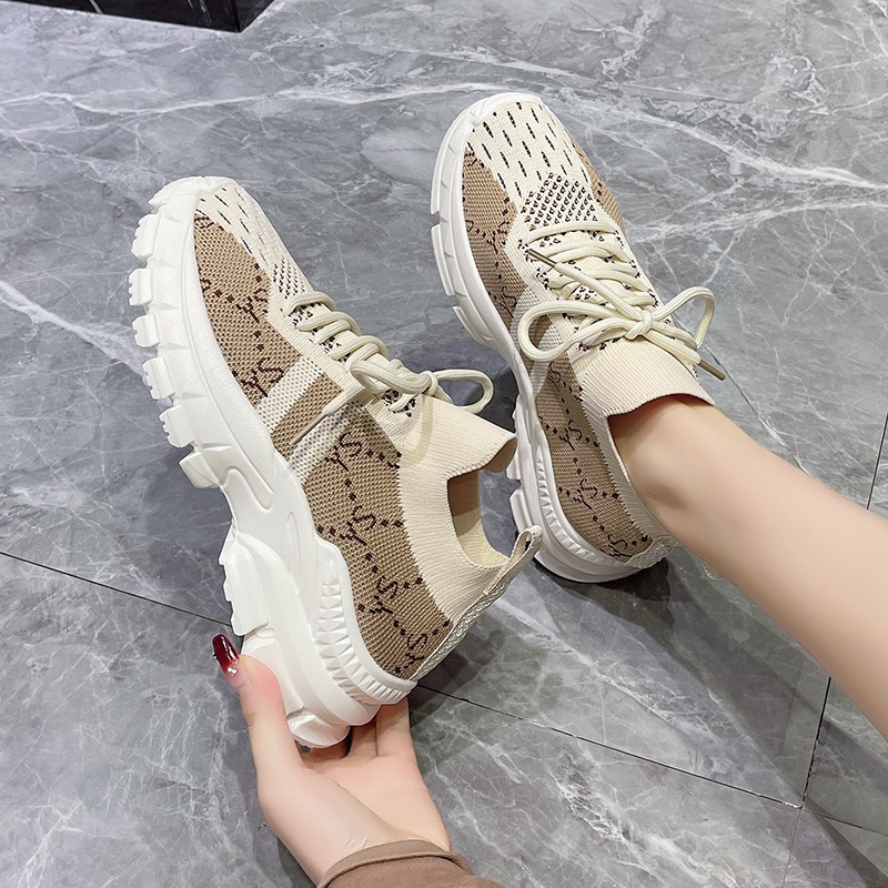 2026년 신상, 두툼한 밑창의 여성용 스니커즈, 통기 - Knit Fabric Lace Up Sneakers 리뷰 및 가격