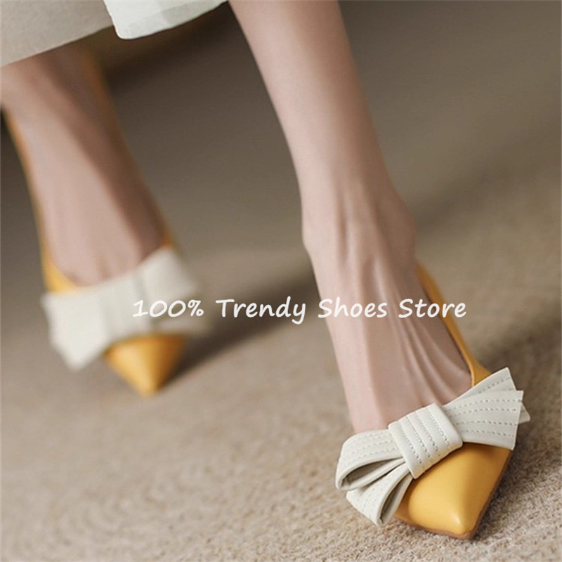 나비 매듭 장식 여성 슬립온 펌프스 프렌치 스타일 우아 - Women'S Shoes 리뷰 및 가격